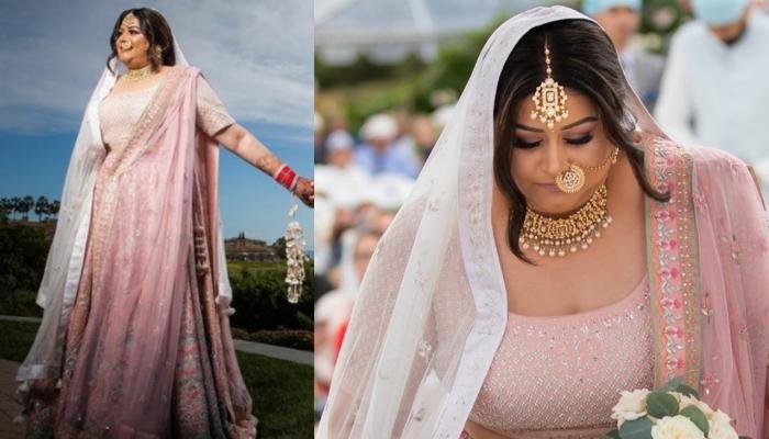 Plus-Size Bride Wore A Blush Pink Lehenga By Anita Dongre, Paired It With A Unique