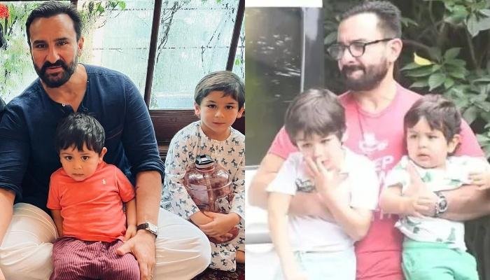 Saif Ali Khan Takes On His Daddy Duties As He Lifts His Sons, Jeh And Taimur In Each Arms