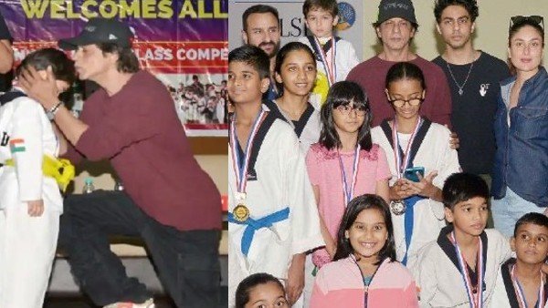 SRK Kisses Son AbRam After He Wins A Medal At Taekwondo Match; Saif-Kareena Cheer For Taimur