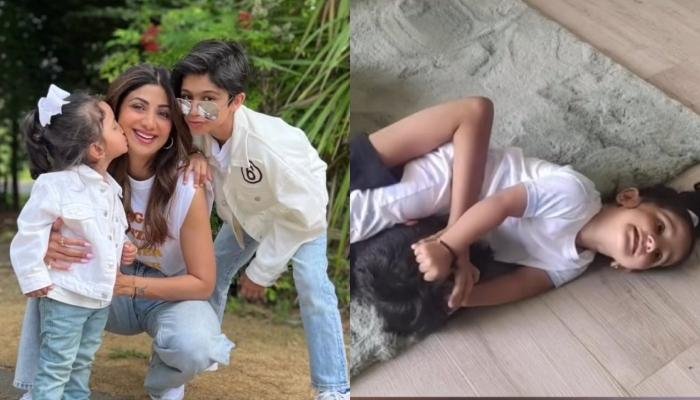 Shilpa Shetty’s Daughter, Samisha Wrestles With ‘Paaji’, Viaan, He Screams As She Pulls His Hair