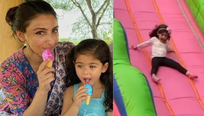 Soha Ali Khan Drops A Video Of Her Baby Girl Inaaya Sliding Fearlessly On A Bouncy Castle At A Party