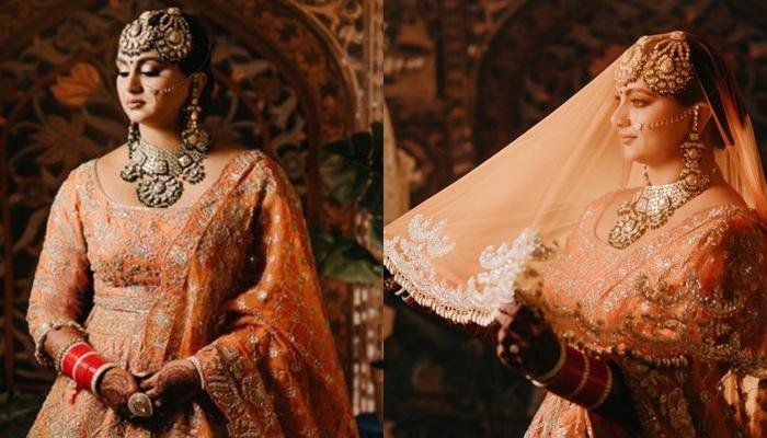 Bride Dazzled In An Orange Manish Malhotra