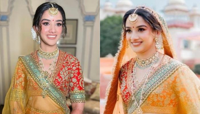 Sabyasachi Bride Wore A Unique Red Lehenga With A Contrasting