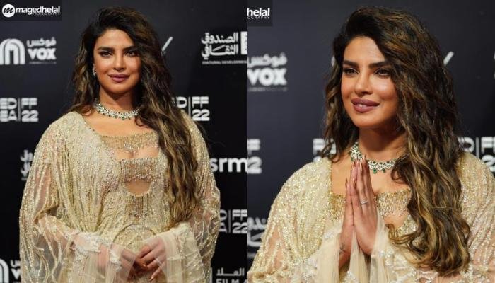 Priyanka Chopra Wears A Gold Couture Dress Worth Rs. 17 Lakh In Saudi Arabia, Dons Diamond Choker