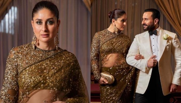 Kareena Kapoor Stuns In An Olive Green Sabyasachi Saree At Red Carpet, Styles It With Long Earrings