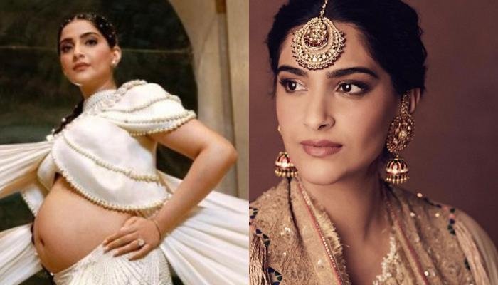 Sonam Kapoor Radiates Post-Pregnancy Glow In A Beige Anamika Khanna Saree, Dons Statement Jewellery