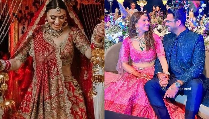 Hansika Motwani Stunned In A Pink Lehenga From Falguni Shane Peacock Worth Rs. 11 Lakhs At ‘Sangeet’