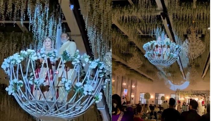 Bride Makes A Grand Bridal Entry From The Ceiling In Basket, User Says, ‘Dikhawe Ki Bhi Limit Rakho’