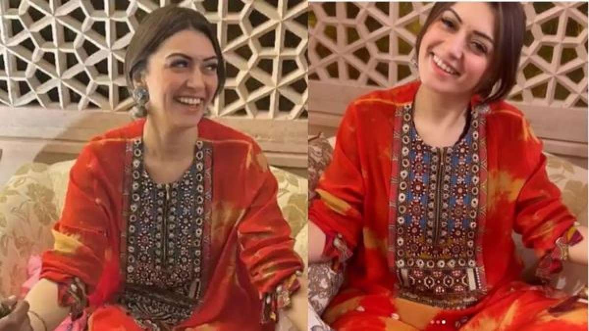 Hansika Motwani Wears An Elegant Tie-Dye Sharara For Her Mehndi Ceremony, And We Can't Stop Gushing