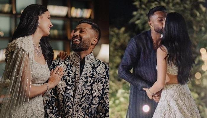 Hardik Pandya Lip Locks With Wife, Natasha At Their Cocktail, She Stuns In A