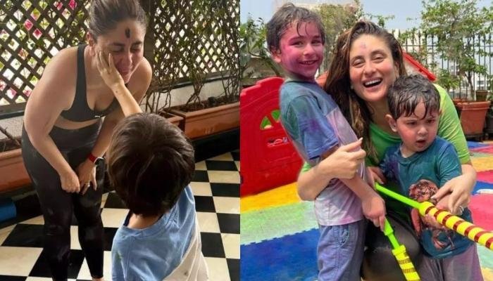 Kareena Kapoor Plays Holi With Her Boys, Taimur And Jehangir As They Smear Each Other With