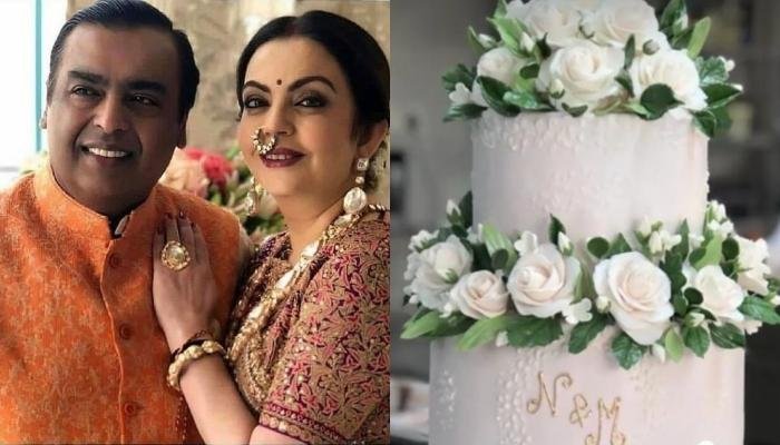 Nita Ambani And Mukesh Ambani Cut A Three-Tier Magnificent Cake On Their 38th Anniversary