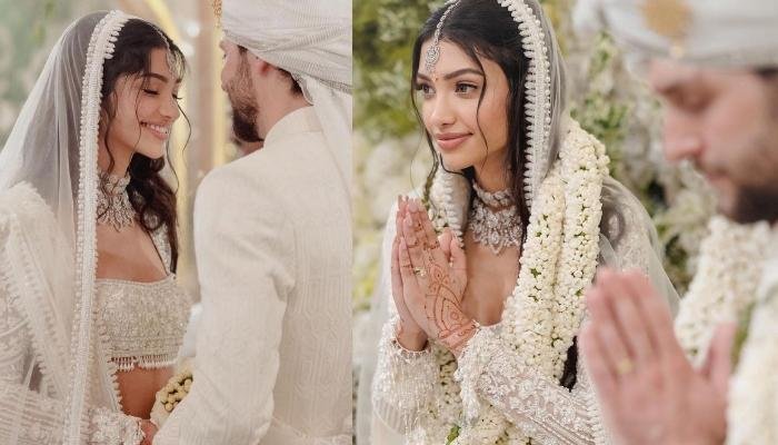 Alanna Panday’s Bridal Look Decoded: Donned Ivory Lehenga With Bugle Beads And Handcrafted Diamonds