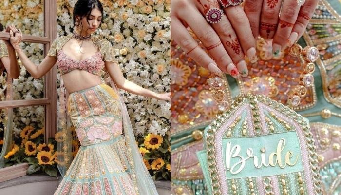 Alanna Pandey Wore A 3D Flower Embellished Fishtail Lehenga For Haldi, Dons A Unique Mini Bag