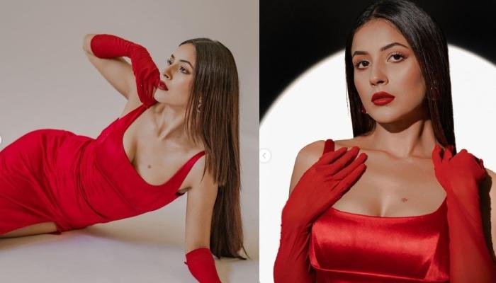 Shehnaaz Gill Breaks The Internet As She Flaunts Her Curves In A Sultry Red Midi Dress Worth Rs. 17k