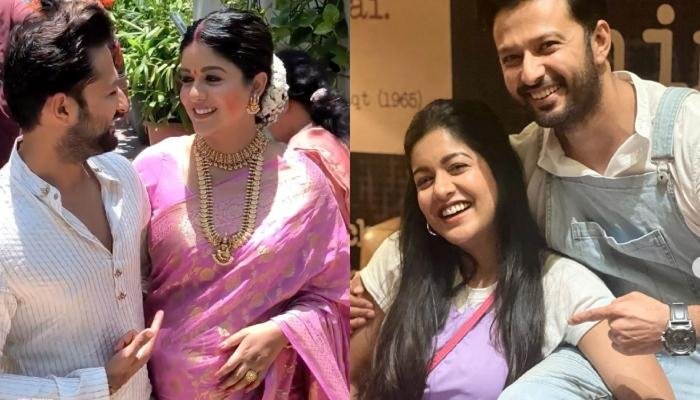 Ishita Dutta Dons Silk Saree With Temple Gold Jewellery For Godh Bharai, Vatsal Seth Kisses Her Bump