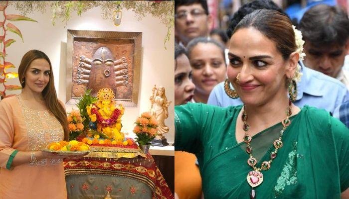 Esha Deol Walks Barefoot To Seek Blessings From Lalbaugcha Raja In Mumbai, Stuns In A Marathi Look